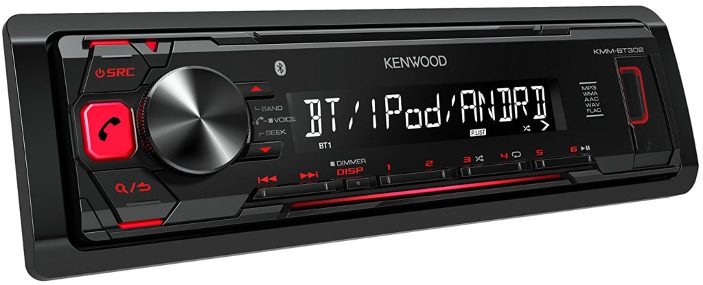 The front panel of Kenwood KMM-BT302 best Bluetooth car stereo