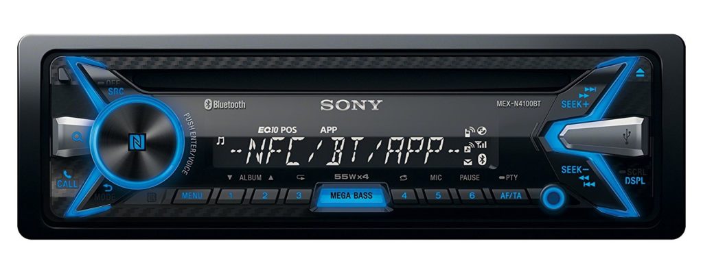 The front panel of Sony MEX-N4100BT best Bluetooth car stereo